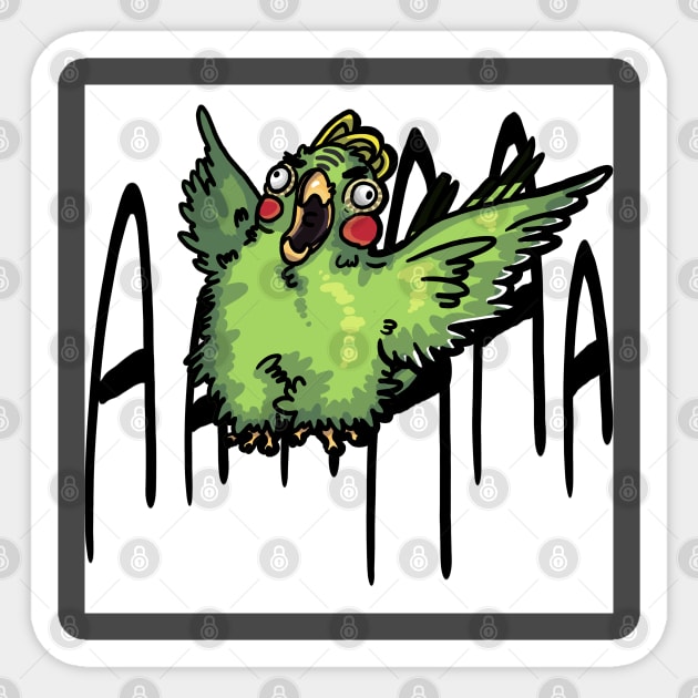 Screaming parrot with background Sticker by Tabera